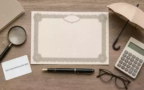 Flatlay mit Aktienzertifikat und ISIN-Karte visualisiert die Anlagekennzahlen von Allianz SE, ISIN DE0008404005, im Depot - Foto: THN