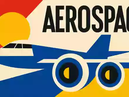 Airbus SE (NL0000235190) gestaltet ein geometrisches Bauhaus-Poster mit Sektor-Schriftzug AEROSPACE in kräftigen Farben - Foto: THN