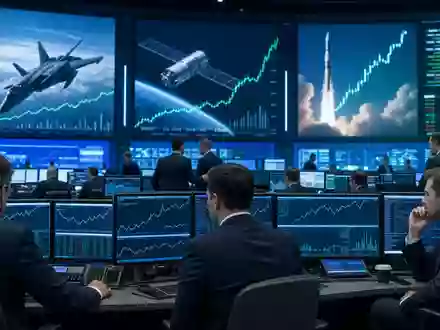 Airbus SE (NL0000235190) inszeniert ein Börsen-Editorial mit Trading-Floor und Luftfahrt-Branchencharts auf Bildschirmen - Foto: THN