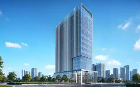 Deutsche Bank AG (DE0005140008) Architektur-Render zeigt modernen Bankturm, futuristische Glasfassade im Finanzdistrikt Frankfurt - Foto: THN
