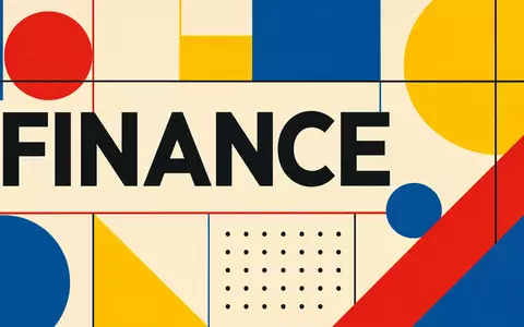 Geometrisches Bauhaus-Poster mit dem Wort FINANCE steht sinnbildlich für die Deutsche Börse AG, DE0005810055 - Foto: THN
