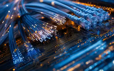 Makroaufnahme von Glasfaserkabeln zeigt die technische Handelsinfrastruktur der Deutsche Börse AG, DE0005810055 - Foto: THN