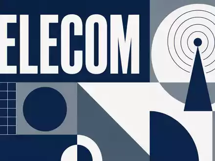 Deutsche Telekom AG (DE0005557508) symbolisiert die Telekommunikationsbranche in diesem geometrischen Bauhaus-Poster mit Funkmast-Motiv - Foto: THN