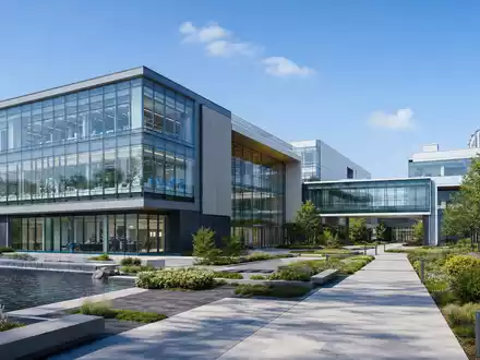 Architektur-Render eines modernen Biotech-Forschungscampus, repräsentiert Innovationskraft von DiaSorin S.p.A., ISIN IT0003497168, zeitgemäß gestaltet - Foto: THN