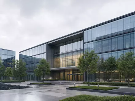 Architektur-Render eines modernen Bürohauptsitzes visualisiert Unternehmensstandort von Amplifon S.p.A., ISIN IT0004056880, Sektor Gesundheitswesen - Foto: THN