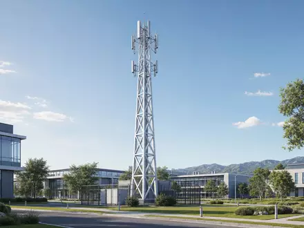 Infrastrutture Wireless Italiane S.p.A. (IT0005090300) plant moderne Standorte, veranschaulicht durch minimalistischen Architektur-Render eines Sendemasts - Foto: THN