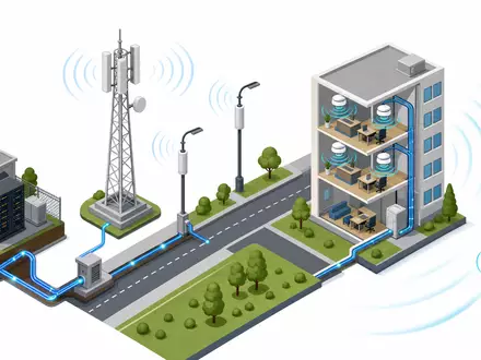 Infrastrutture Wireless Italiane S.p.A. (IT0005090300) verbindet Netzknoten, gezeigt in isometrischem 3D-Diagramm der digitalen Telekom-Wertschöpfungskette - Foto: THN