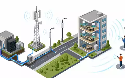 Infrastrutture Wireless Italiane S.p.A. (IT0005090300) verbindet Netzknoten, gezeigt in isometrischem 3D-Diagramm der digitalen Telekom-Wertschöpfungskette - Foto: THN