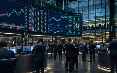 Infrastrutture Wireless Italiane S.p.A. (IT0005090300) wird gehandelt, dargestellt durch Editorial-Bild eines Handelsraums mit großen Telekom-Charts - Foto: THN