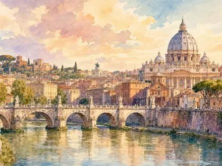 Aquarell zeigt Rom als Firmensitz von Leonardo S.p.A. (ISIN IT0003856405), notiert an der Mailänder Börse - Foto: THN