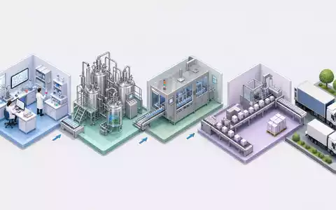 Recordati S.p.A. (IT0003828271) durchläuft eine Wertschöpfungskette, dargestellt als isometrisches 3D-Diagramm der Pharma-Produktion - Foto: THN
