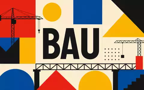 Skanska AB (SE0000113250) inspiriert ein geometrisches Bauhaus-Poster mit Kran-Silhouetten und dem Wort BAU - Foto: THN