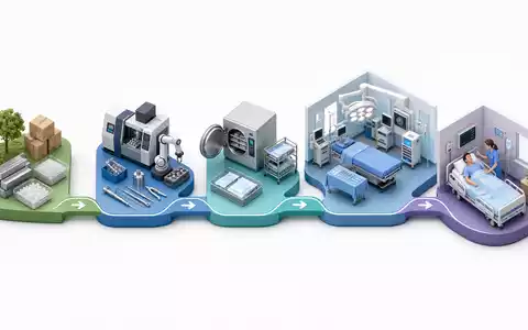 Getinge AB (ISIN SE0000202624) veranschaulicht per 3D-Grafik die Wertschöpfungskette von Fertigung bis Patientenversorgung - Foto: THN