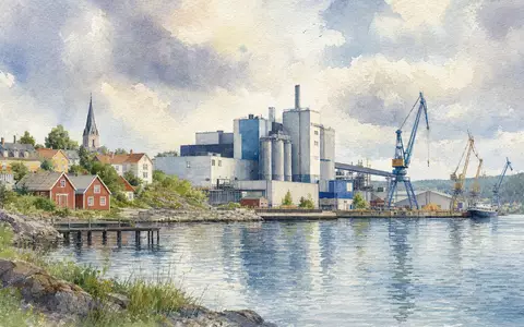 Alfa Laval AB (ISIN SE0000695876) hat schwedische Wurzeln, dargestellt als malerisches Aquarell einer Hafenstadt - Foto: THN