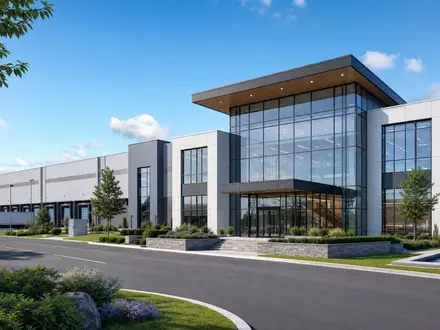 Epiroc AB, ISIN SE0015658109, betreibt moderne Produktionsanlagen weltweit, hier als Architektur-Render sichtbar dargestellt - Foto: THN