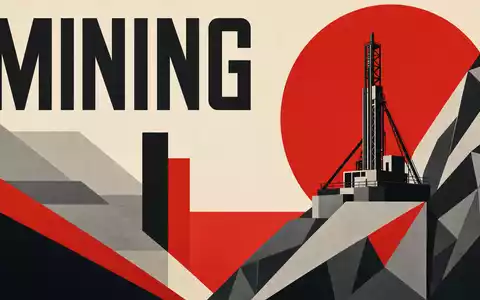 Epiroc AB, ISIN SE0015658109, wird im Bauhaus-Stil als geometrisches Poster der Bergbaubranche dargestellt - Foto: THN