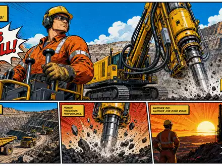 Epiroc AB, ISIN SE0015658109, inspiriert diese Pop-Art-Comicszene mit BergbaugerÀt im farbenfrohen Tagebau gezeigt - Foto: THN