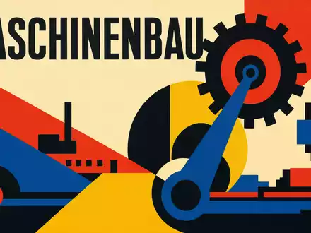 Illinois Tool Works US4523081093 geometrisches Bauhaus-Poster im Stil der 1920er mit MASCHINENBAU-Typografie - Foto: THN