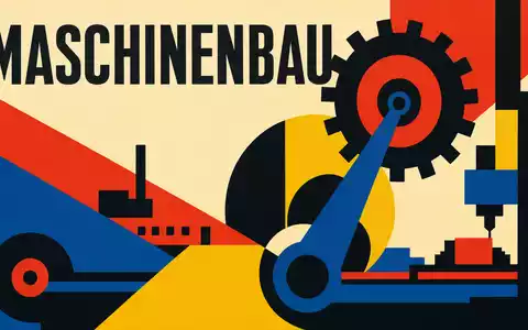 Illinois Tool Works US4523081093 geometrisches Bauhaus-Poster im Stil der 1920er mit MASCHINENBAU-Typografie - Foto: THN