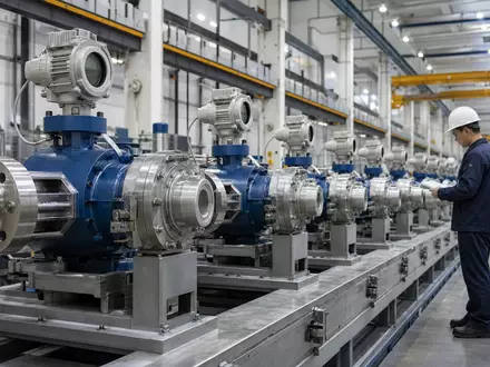 IDEX Corporation US45167R1041 zeigt Präzisionspumpen auf der Fertigungslinie einer modernen Industrieanlage weltweit - Foto: THN