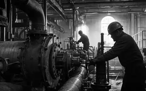 IDEX Corporation US45167R1041 dokumentiert Industriearbeiter an schweren Pumpen in einer dramatischen Schwarzweiß-Aufnahme - Foto: THN