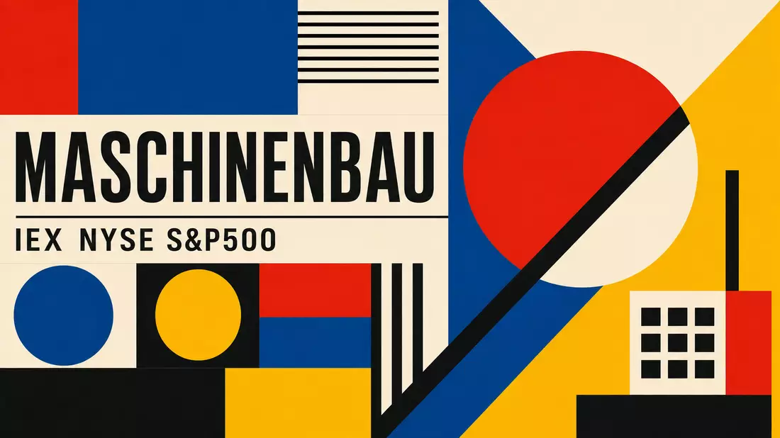 Bauhaus-Poster mit MASCHINENBAU-Schriftzug und geometrischen Formen für IDEX Corporation (US45167R1041)