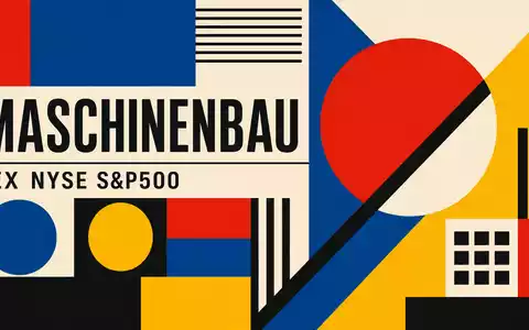 IDEX Corporation US45167R1041 zeigt Bauhaus-Poster mit geometrischen Primärfarben und Maschinenbau-Sektor-Text auf Leinwand - Foto: THN
