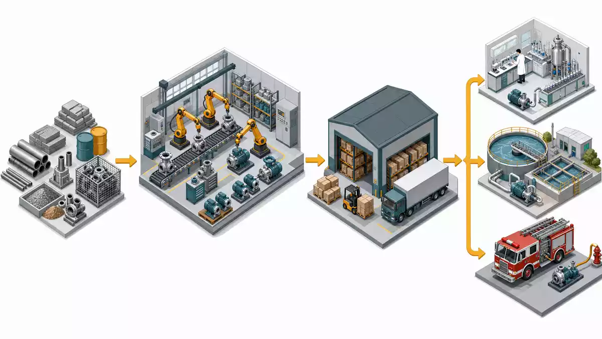 Isometrisches Diagramm der Wertschöpfungskette von IDEX Corporation US45167R1041 im Maschinenbau