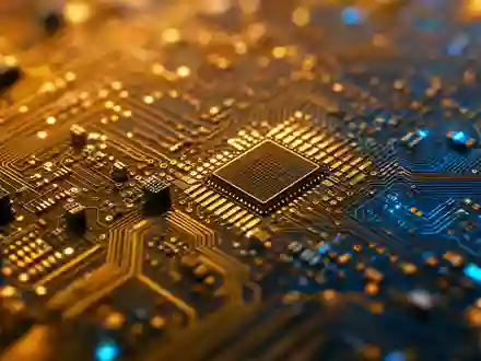 Hypoport SE (DE0005493365) extreme Makroaufnahme goldener Leiterplatinen-Schaltkreise und Mikroprozessoren symbolisiert die digitale Finanztechnologie-Infrastruktur - Foto: THN