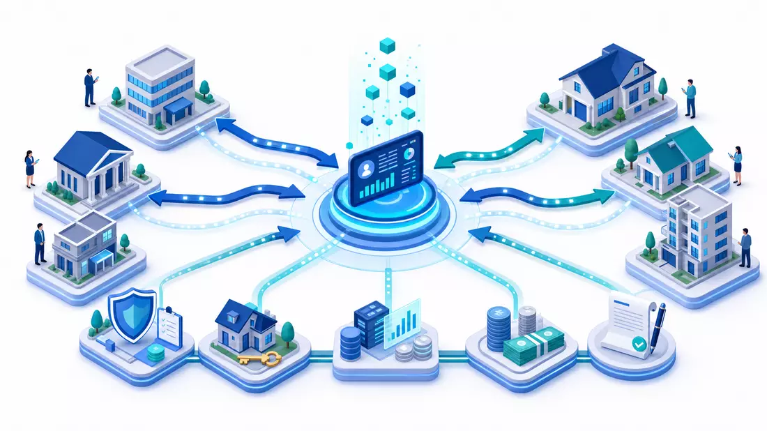 Hypoport SE Isometrie: Digitale Plattform-Wertschöpfungskette Banken, Immobilien und Versicherungen