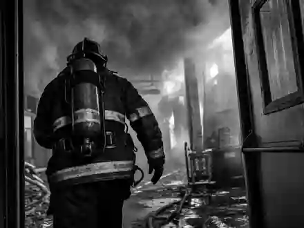 Drägerwerk AG & Co. KGaA Sicherheitstechnik Feuerwehrmann Atemschutz dramatischer Einsatz Rauchgebäude DE0005550636 - Foto: THN