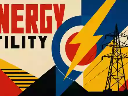 DTE Energy Co. Bauhaus-Poster mit geometrischen Primärfarben und großem ENERGY-Schriftzug, Versorgungssektor US2333311072 - Foto: THN
