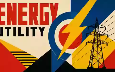 DTE Energy Co. Bauhaus-Poster mit geometrischen Primärfarben und großem ENERGY-Schriftzug, Versorgungssektor US2333311072 - Foto: THN
