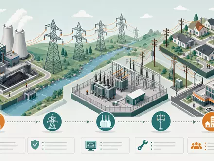 DTE Energy Co. isometrische Darstellung der Strom-Wertschöpfungskette US2333311072 von Kraftwerk bis Haushalt - Foto: THN