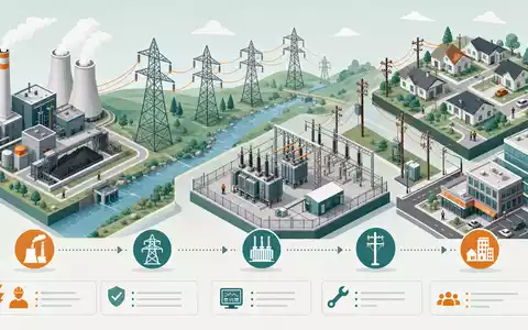 DTE Energy Co. isometrische Darstellung der Strom-Wertschöpfungskette US2333311072 von Kraftwerk bis Haushalt - Foto: THN