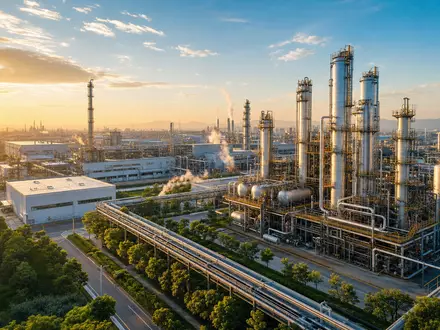 DuPont de Nemours Spezialchemie Anlage ISIN US26614N1028 bei Sonnenuntergang aus der Vogelperspektive fotografiert - Foto: THN
