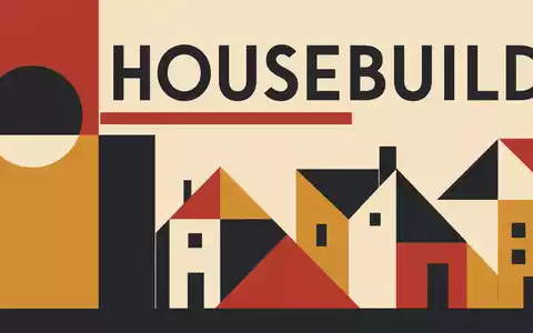 Bauhaus-Poster mit Sektor-Schriftzug HOUSEBUILD symbolisiert Branche von Barratt Developments plc, ISIN GB0000811801, britischer Wohnungsbau - Foto: THN