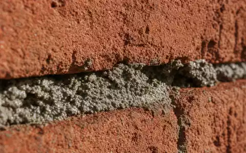 Makroaufnahme von Ziegelstein und Mörtel veranschaulicht Baumaterialien im Geschäft von Barratt Developments plc, ISIN GB0000811801 - Foto: THN