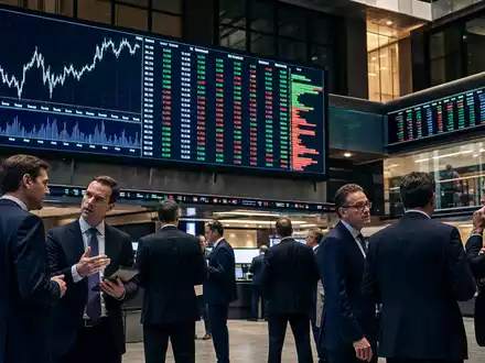 Börsen-Editorial an der LSE mit FTSE 100 Charts zeigt Marktumfeld von M&G plc, GB00B03MM408 - Foto: THN