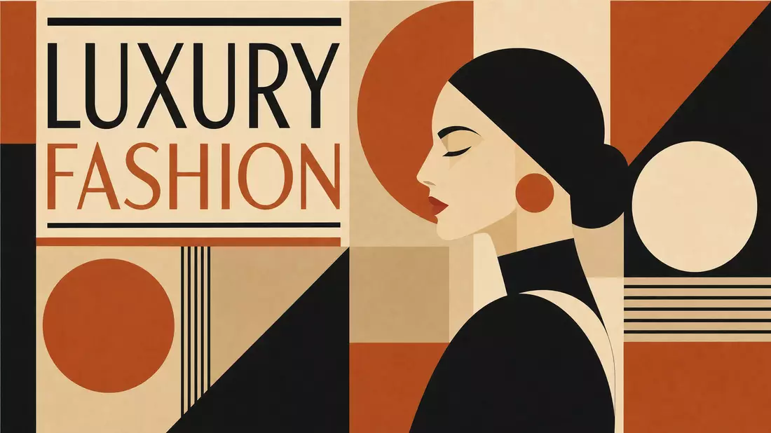 Bauhaus-Poster mit geometrischen Formen und Schriftzug LUXURY FASHION