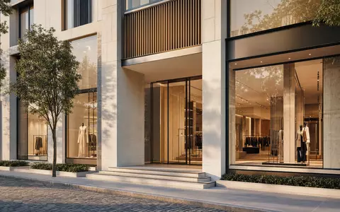 Salvatore Ferragamo S.p.A. IT0004712375 Architektur-Render zeigt moderne Luxus-Flagship-Boutique mit Glasfassade Mailand elegante Fassadengestaltung - Foto: THN