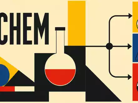 Bauhaus-Poster mit Sektor-Kürzel CHEM symbolisiert Geschäftsfeld von IMCD N.V., ISIN NL0010801007, geometrisch reduziert - Foto: THN