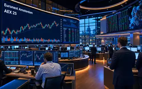 Börsen-Editorial zeigt Handelsraum mit Euronext Amsterdam Charts, Notierung von IMCD N.V., ISIN NL0010801007 - Foto: THN