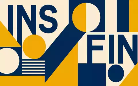 Bauhaus-Poster mit Sektor-Kürzeln INS und FIN symbolisiert Aegon N.V., ISIN NL0000303709, geometrisch abstrahiert und markenfrei - Foto: THN