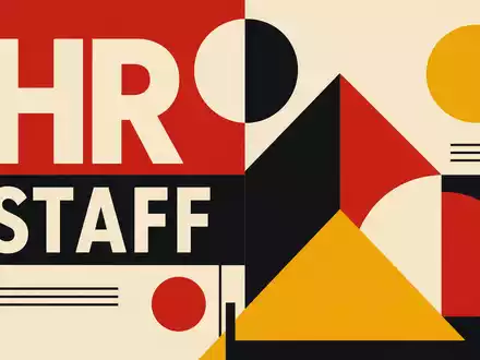 Randstad N.V. (NL0000379121) wird als geometrisches Bauhaus-Poster mit den Sektor-Kürzeln HR und STAFF gestaltet - Foto: THN