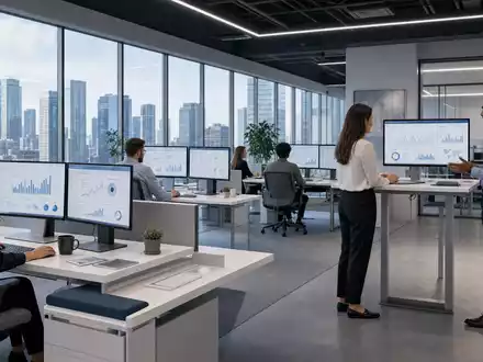 Dayforce Inc. betreibt ein modernes HCM Büro mit Mitarbeitern an Dashboards in Minneapolis ISIN US23920P1093 - Foto: THN