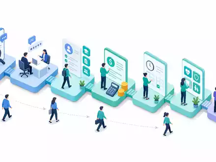 Dayforce Inc. isometrisches 3D Diagramm zeigt die HCM Wertschöpfungskette von Recruiting bis Analytics US23920P1093 - Foto: THN