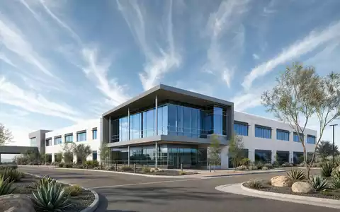 Deckers Outdoor Corp. modernes Firmengebäude in Goleta Kalifornien mit Glasfassade Architektur-Render US2441991054 - Foto: THN