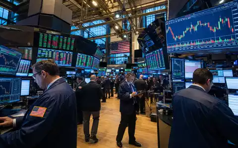 Deckers Outdoor Corp. NYSE Börsenparkett Händler mit Charts DECK S&P500 Monitore Börsensaal US2441991054 - Foto: THN