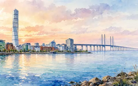 Wihlborgs Fastigheter AB (SE0011205196) ist in der Öresund-Region tätig, künstlerisch als Malmö-Aquarell dargestellt - Foto: THN